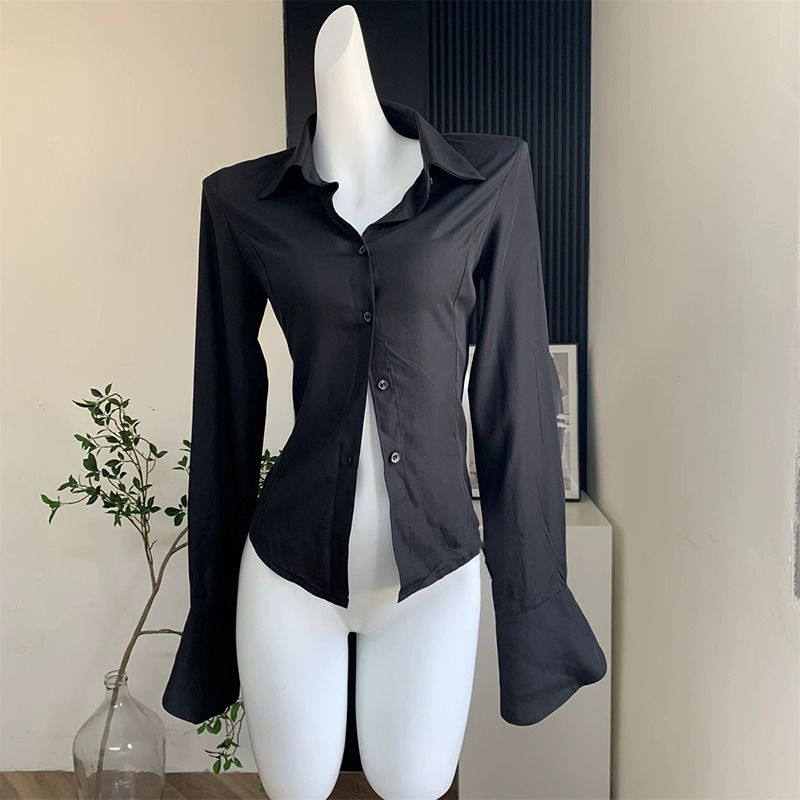 Street Fashion Korea - Gidyq-Camisas bandagem preta para mulheres, Streetwear