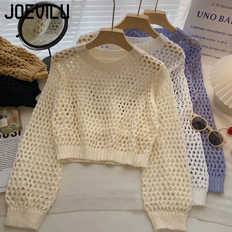 Street Fashion Korea - Oco para fora malha colheita topo