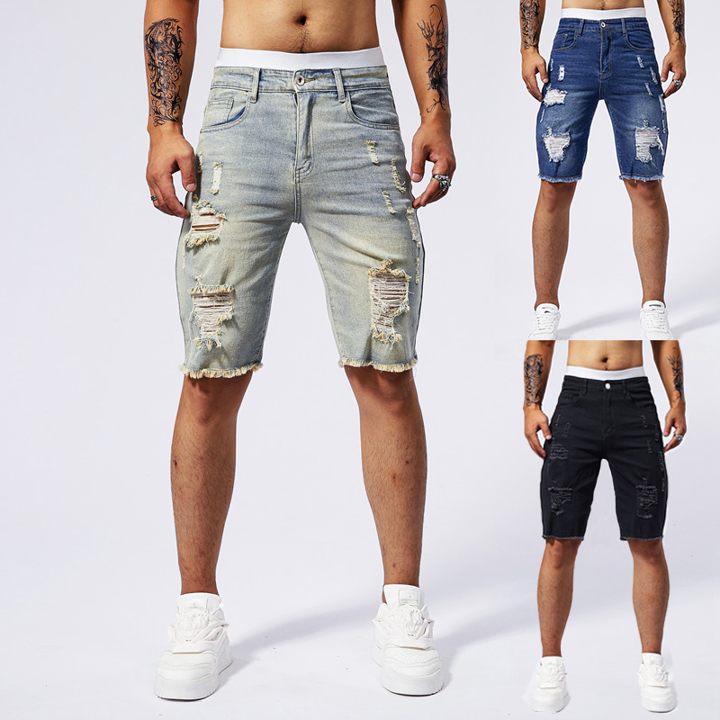 Street Fashion Men 2025 - 2025 verão novos homens rasgados denim