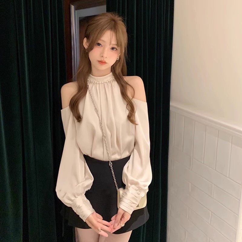 Street Fashion Korea - Blusas femininas de manga comprida com