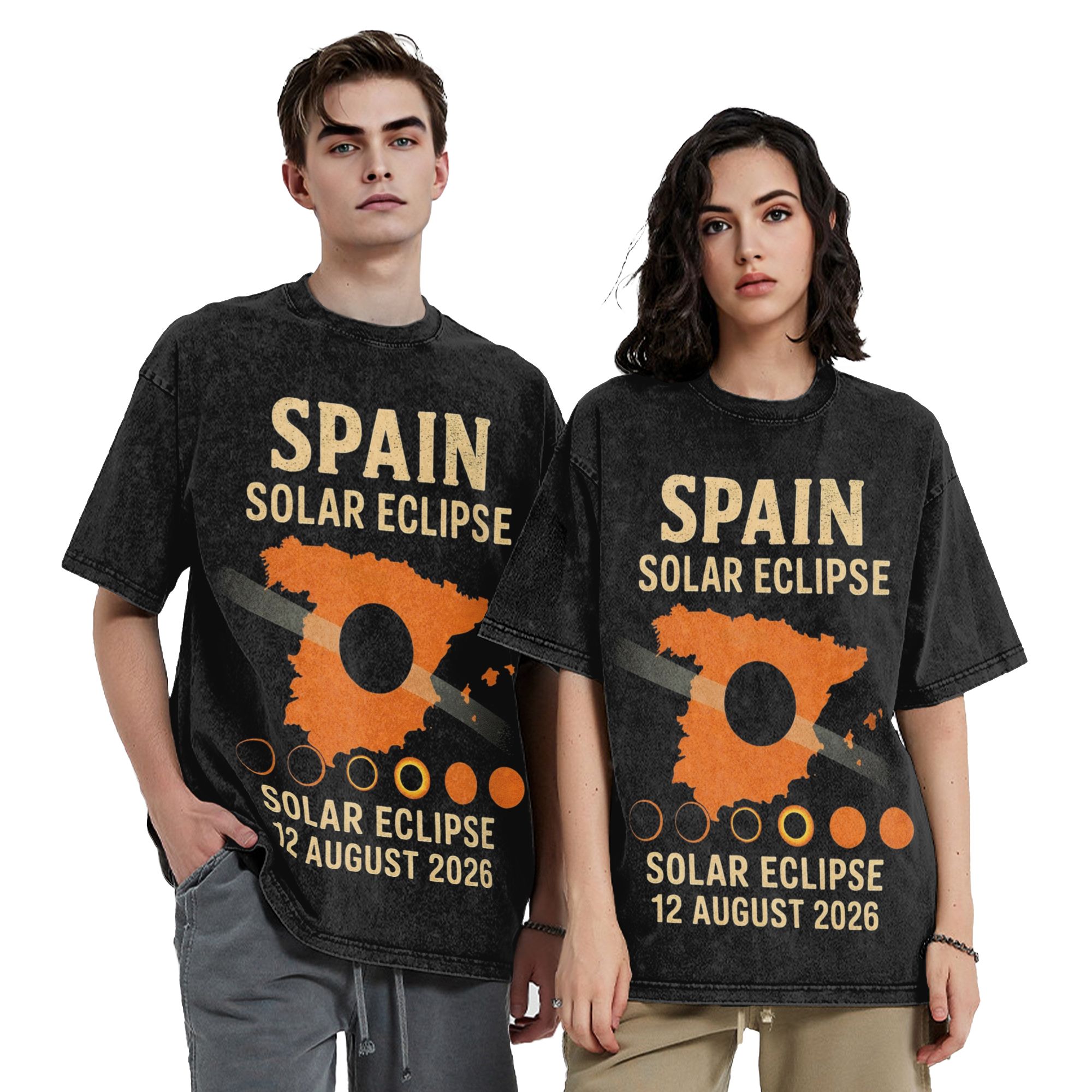 Street Fashion In Spain - Camiseta Estampada Eclipse Solar Total Espanha
