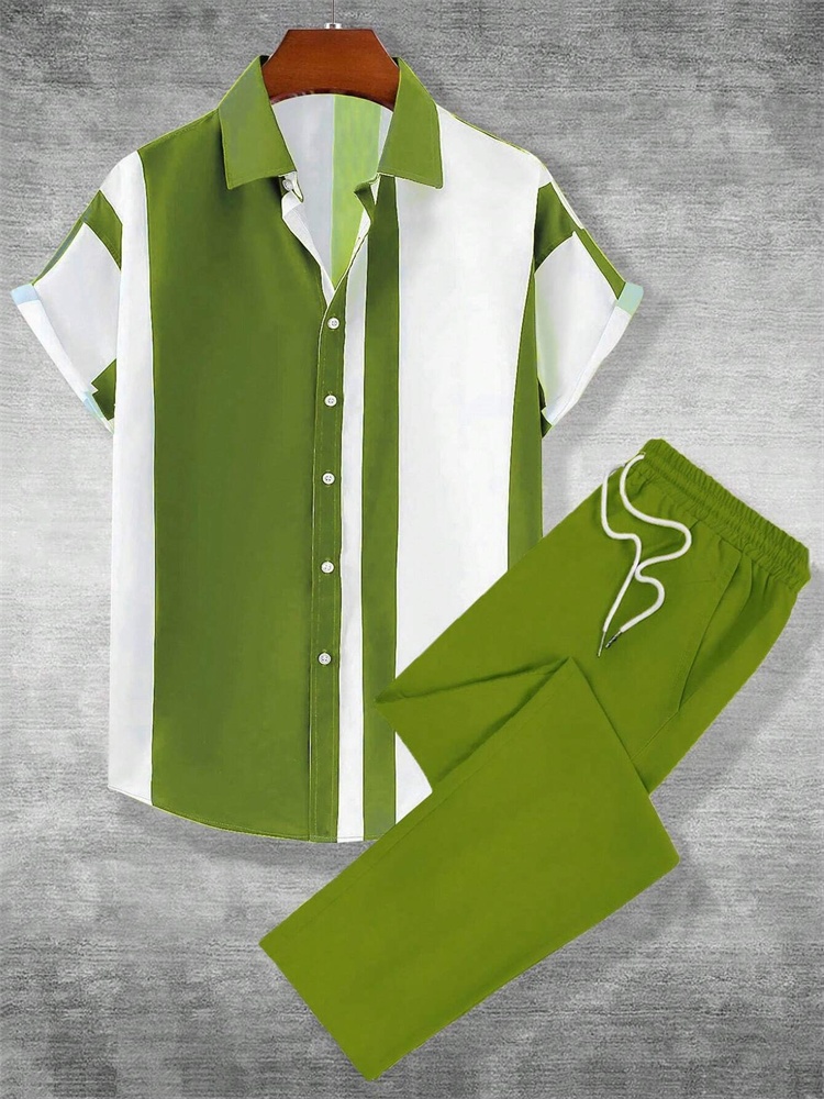 Street Fashion Men 2025 - Conjunto de camisa de outono masculina