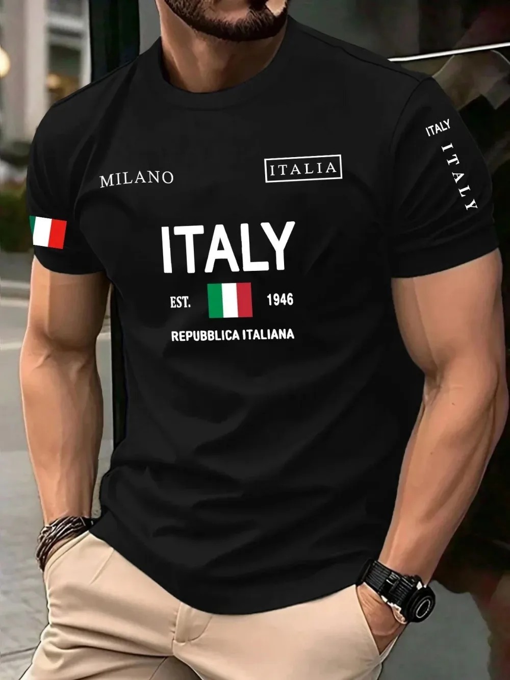 Street Fashion Milan - Camiseta Masculina Casual de Rua com