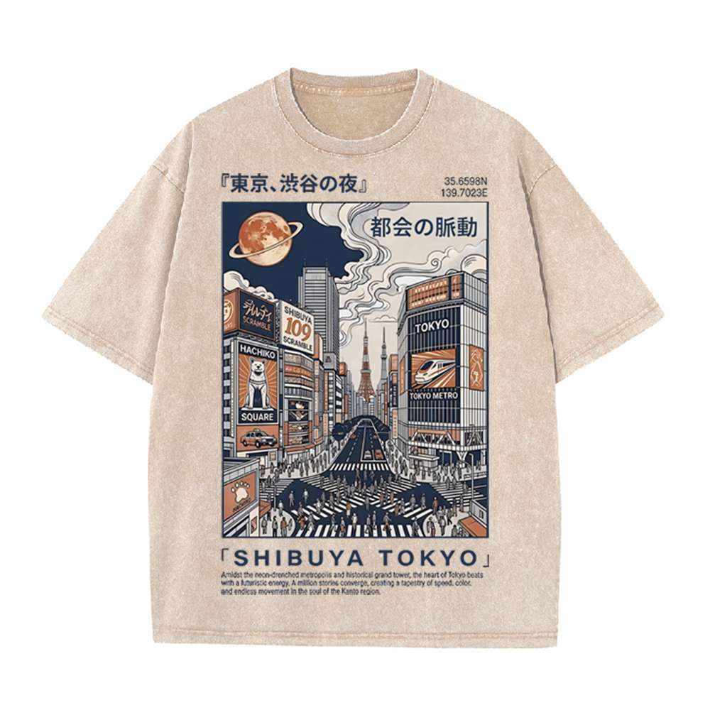 Street Fashion Shibuya - Camiseta Oversized Casual de Manga Curta