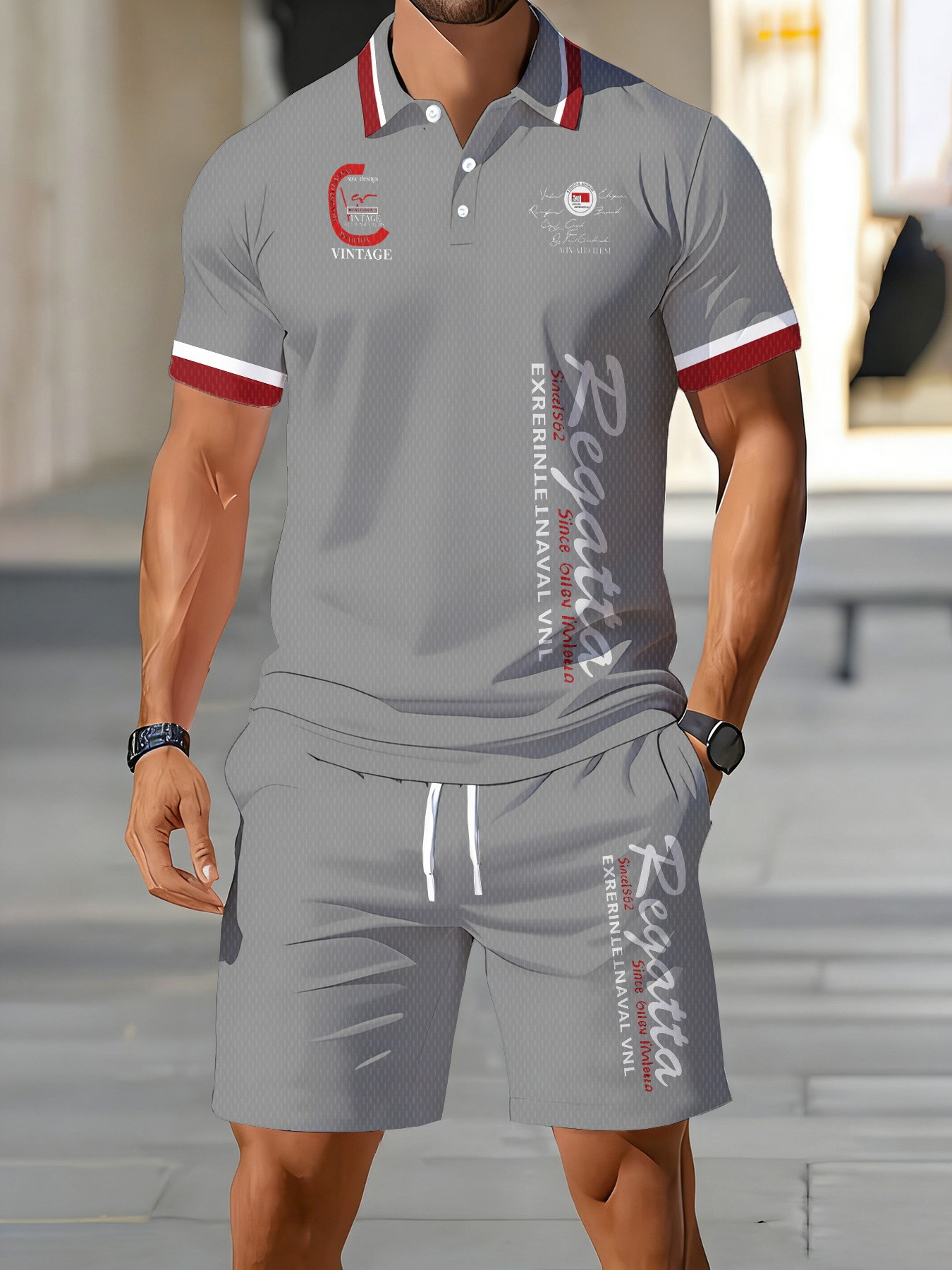 Street Fashion Summer 2026 - Conjunto de Camisa Polo Masculina Nova
