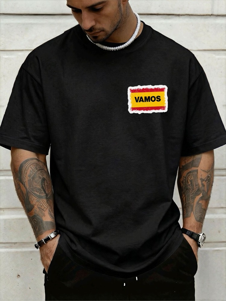 Street Fashion In Spain - Camiseta Masculina de Gola Redonda com