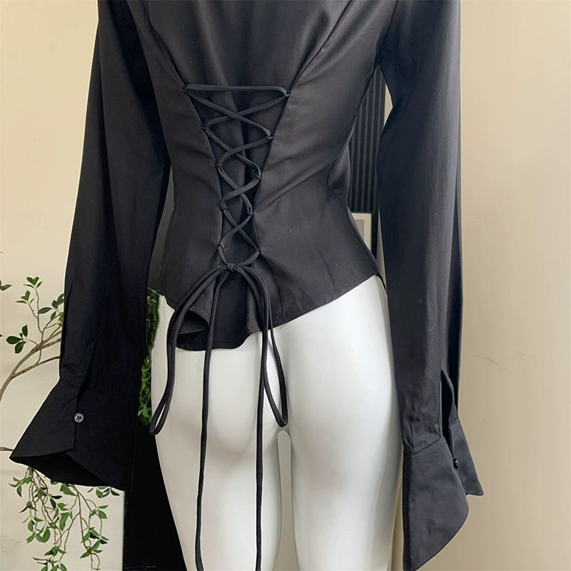 Gidyq-Camisas bandagem preta p - Street Fashion Korea avaliação e preço