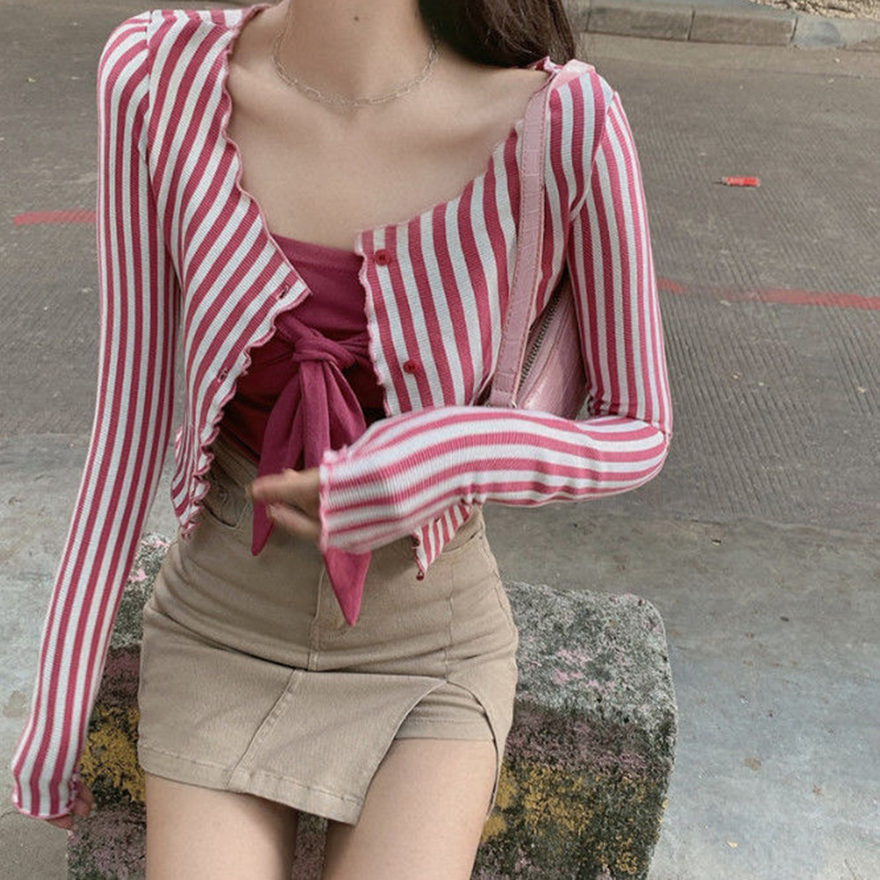 MEXZT-camisas vintage listrada - Street Fashion Korea avaliação e preço