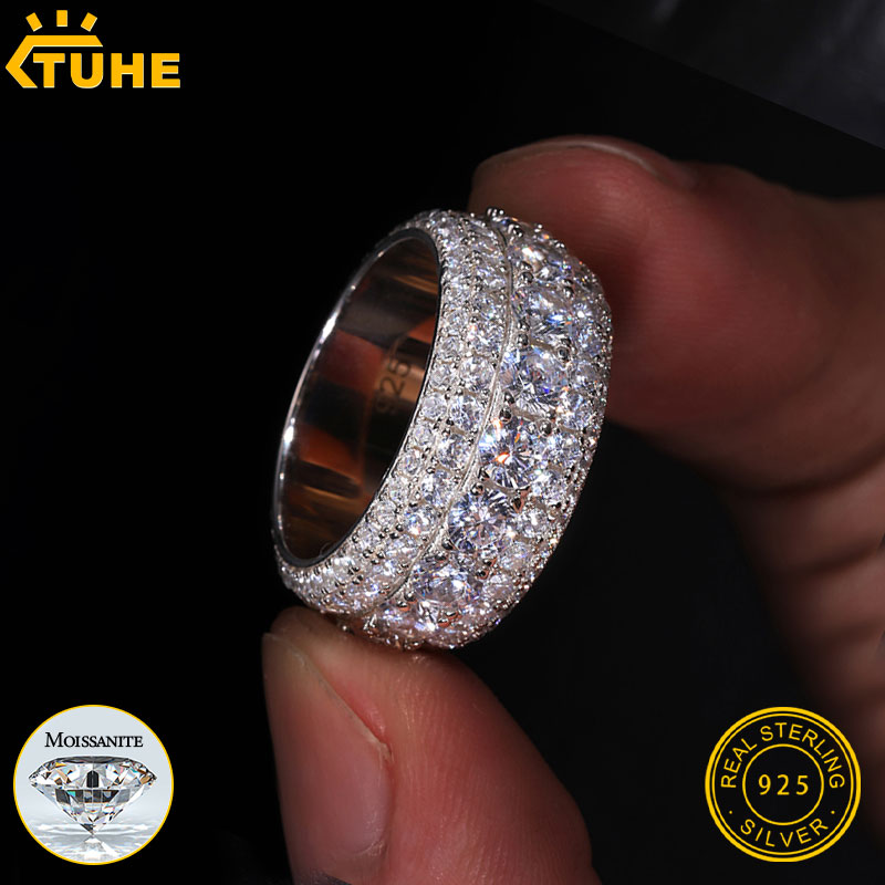Tuhe unissex iced out moissani - Street Fashion Rings avaliação e preço