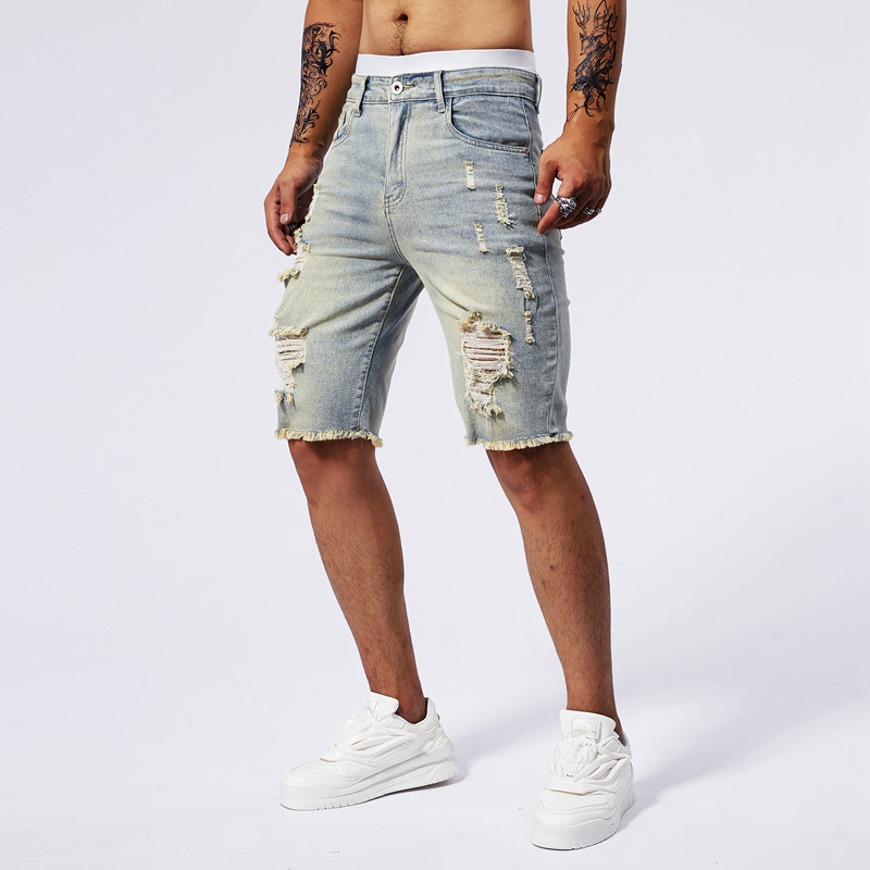 2025 verão novos homens rasgad - Street Fashion Men 2025 avaliação e preço