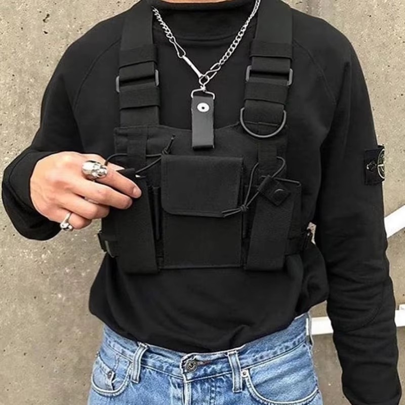Bolsa de peito tática funciona - Street Fashion Vest avaliação e preço