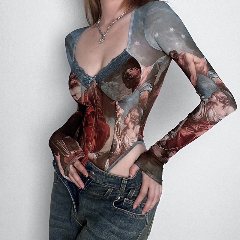 Moda sexy malha renda bodysuit - Street Fashion Greece avaliação e preço