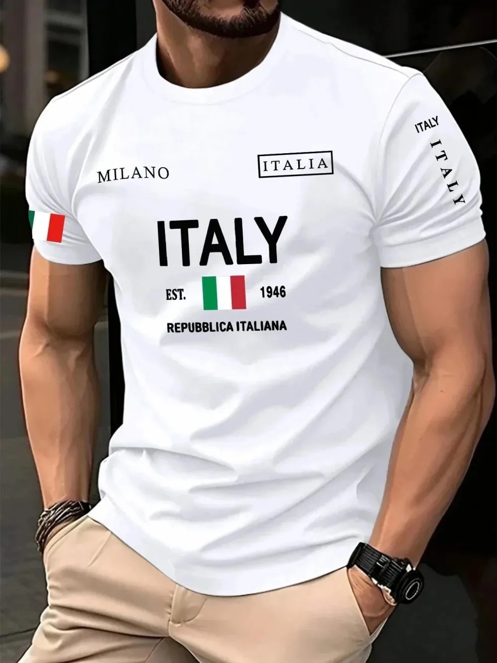 Camiseta Masculina Casual de R - Street Fashion Milan avaliação e preço