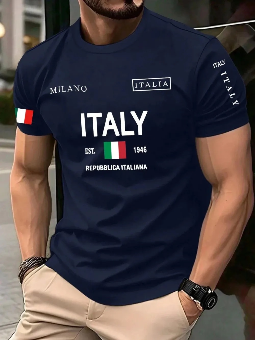 Camiseta Masculina Casual de R - Street Fashion Milan avaliação e preço