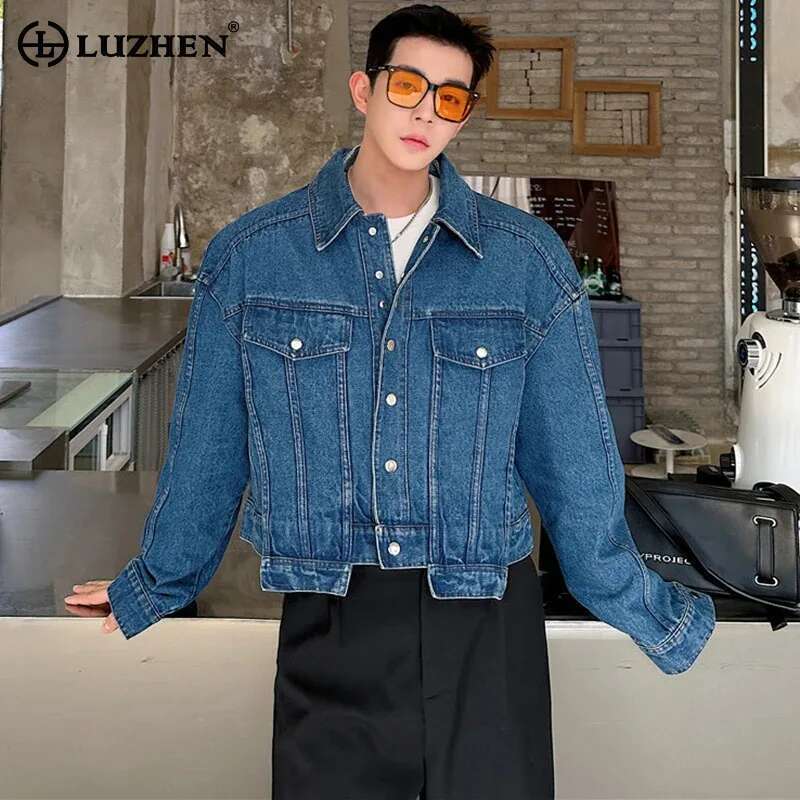 Luzhen personalidade denim jaq - Street Fashion Jacket Men avaliação e preço