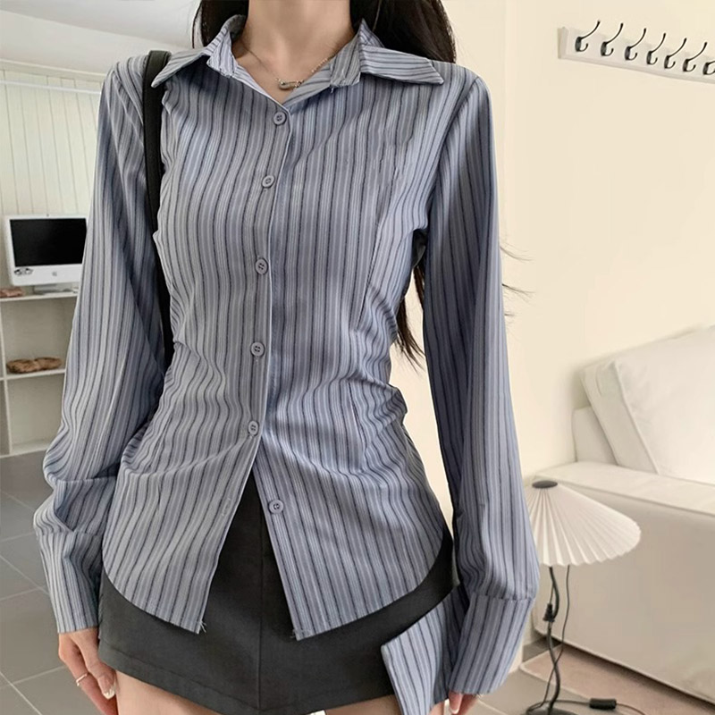Y2k camisa listrada feminina m - Street Fashion Korea avaliação e preço
