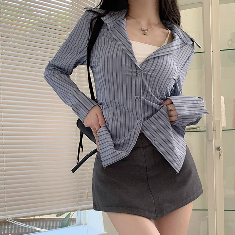 Y2k camisa listrada feminina m - Street Fashion Korea avaliação e preço