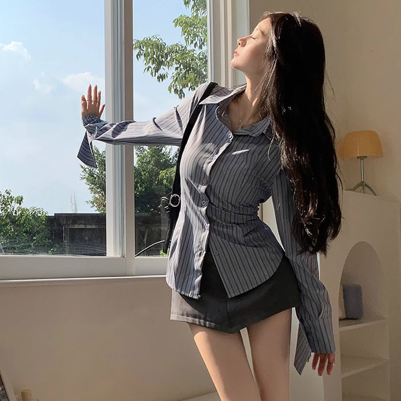 Y2k camisa listrada feminina m - Street Fashion Korea avaliação e preço