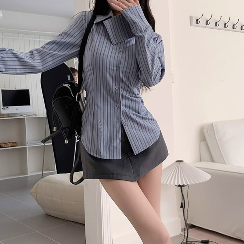 Y2k camisa listrada feminina m - Street Fashion Korea avaliação e preço