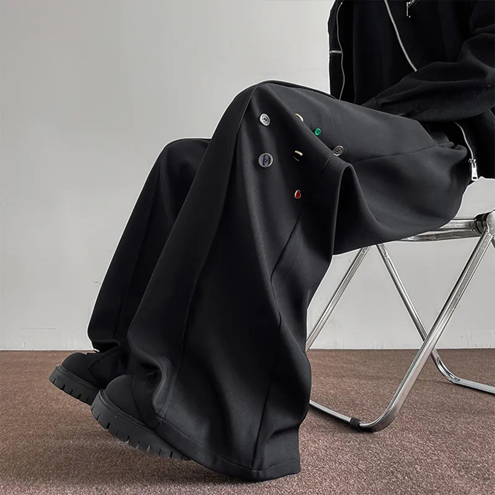 Calças masculinas botão decora - Street Fashion Men 2025 avaliação e preço