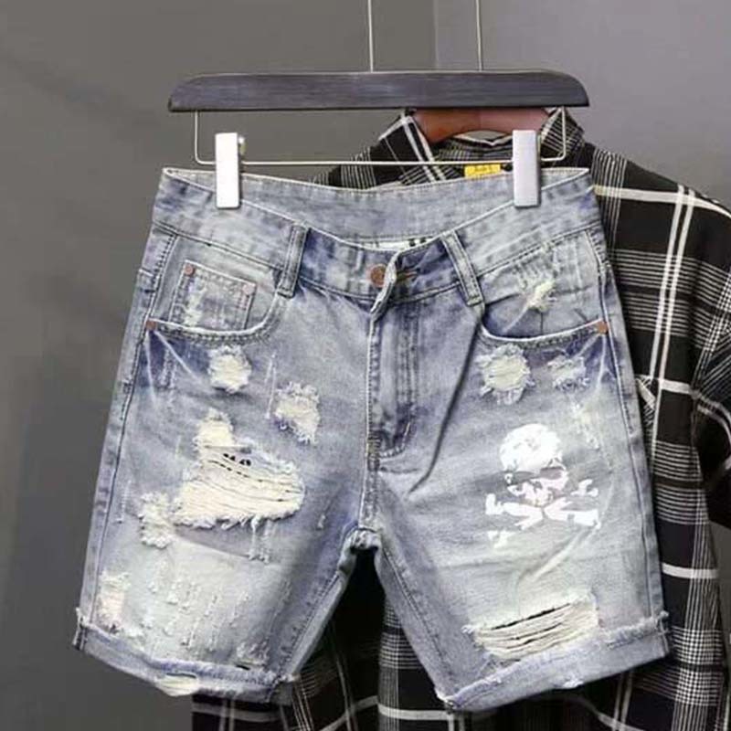 Verão masculino desgastado grâ - Street Fashion Korea avaliação e preço
